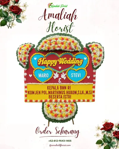 Karangan Papan Bunga Pernikahan di Cidokom